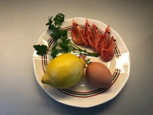 ingredients for eggs with shrimp