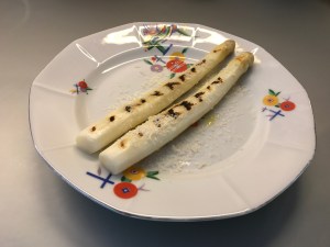white griled asparagus with parmesan cheese