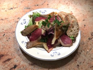 Salad with Oyster Mushroom and Smoked Breast of Duck © cadwu