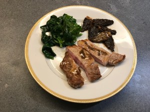 Rib Eye of Veal with Fresh Morels and Spinach © cadwu