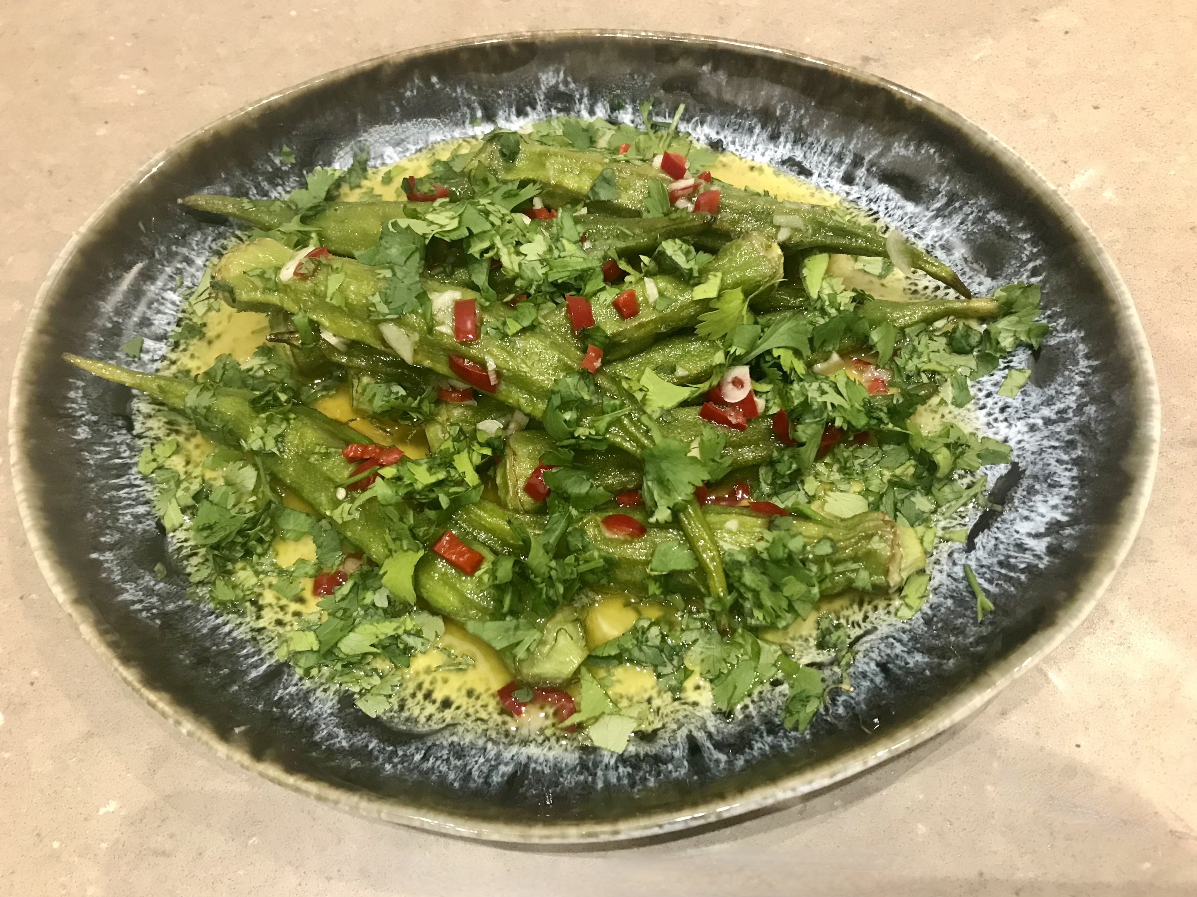 Quick Okra with Sweet and Sour Dressing ©cadwu