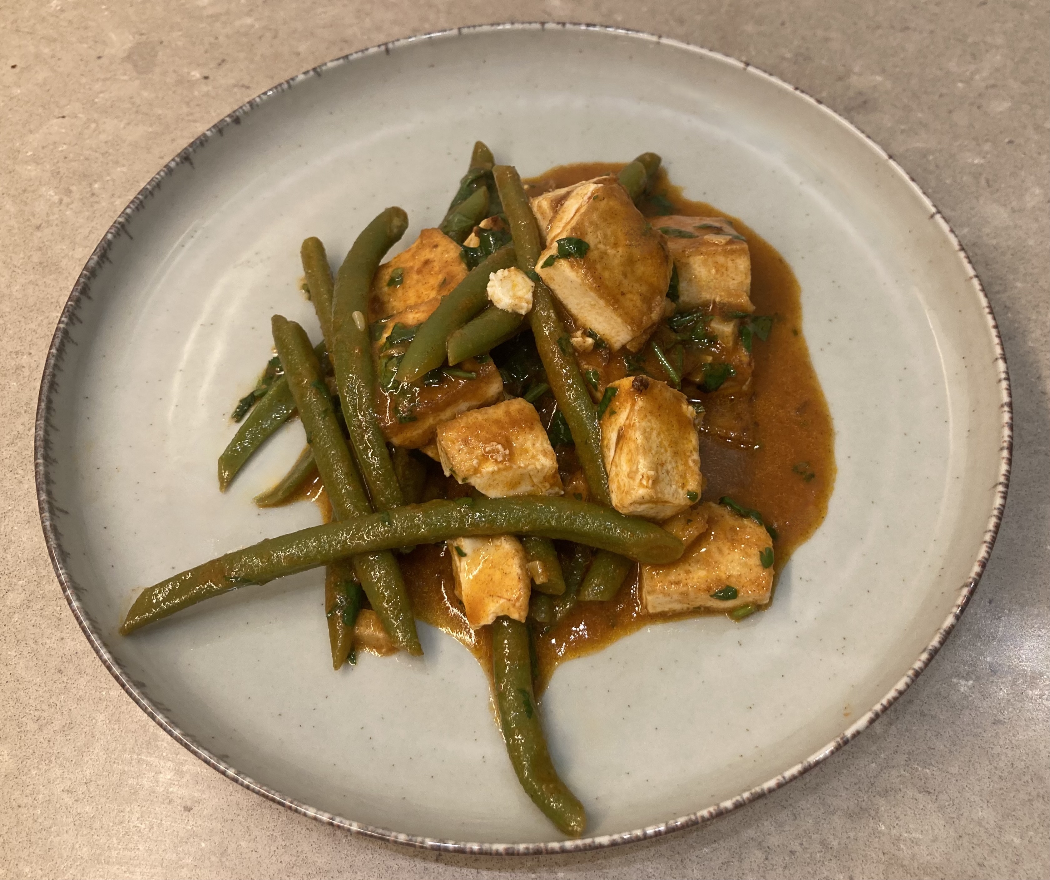 Tofu and French beans with Chraimeh Sauce ©cadwu
