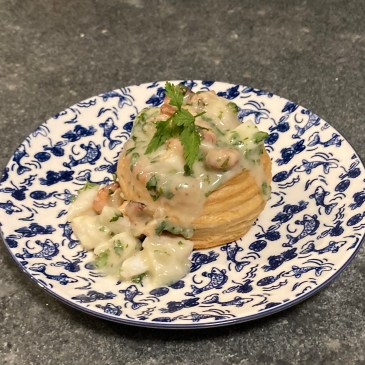 Bouchée a la Reine au Poisson ©cadwu made with a béchamel, halibut, shrimps and chervil