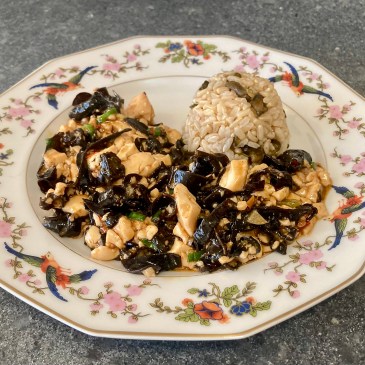 Mapo Tofu with Mushrooms ©cadwu made with wood ear and Sichuan pepper