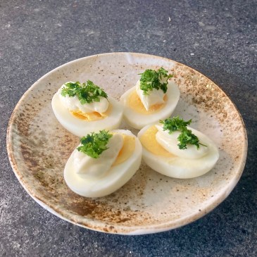 Eggs with Mayonnaise ©cadwu also known as Oeuf Mayonnaise is made with excellent organic eggs and home made mayonnaise.