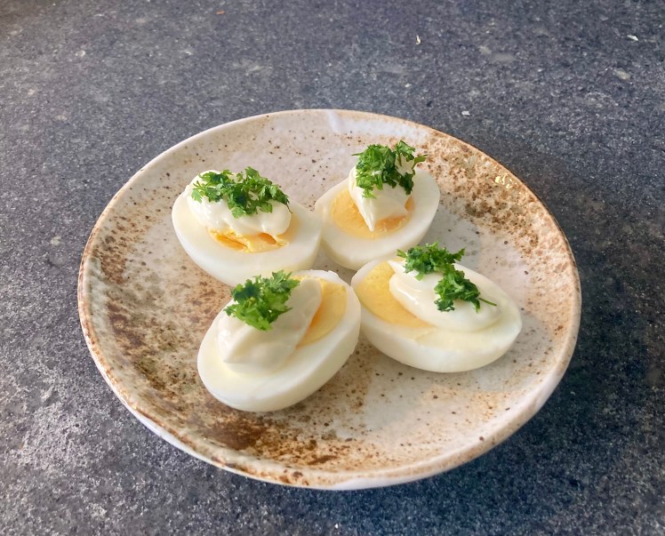 Eggs with Mayonnaise ©cadwu also known as Oeuf Mayonnaise is made with excellent organic eggs and home made mayonnaise.