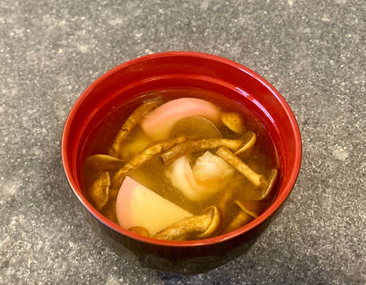 Dashi with Nameko and Shrimps ©cadwu