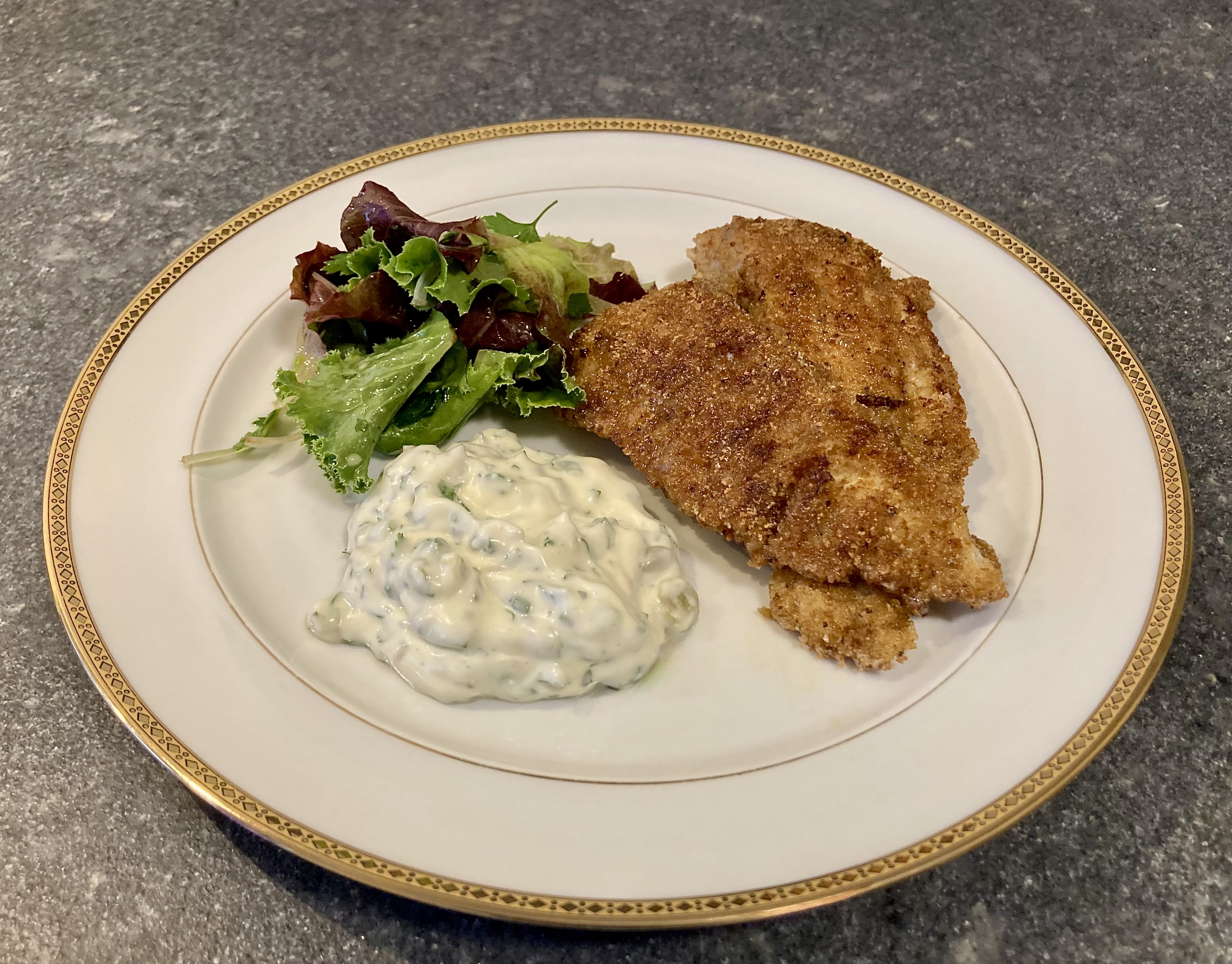 Remoulade ©cadwu made with mayonnaise, capers, lemon, cornichons, parsley, chervil, chives and mustard
