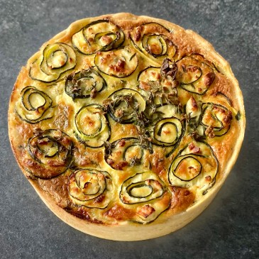 Zucchini and Feta Quiche ©cadwu with lots of fresh oregano, creamn and eggs and with a quick pastry