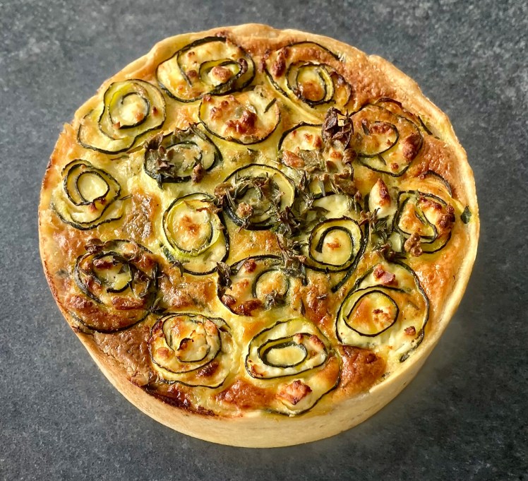 Zucchini and Feta Quiche ©cadwu with lots of fresh oregano, creamn and eggs and with a quick pastry
